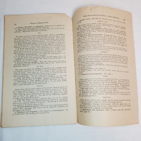 U.S. Department Of Agriculture Farmers Bulletin No 1474 Stain Removal Tips 1926 - Picture 8 of 13